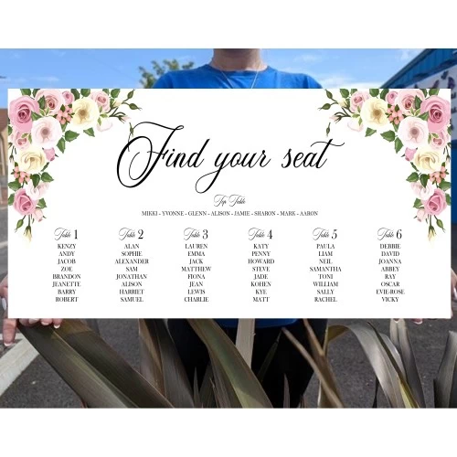 Personalised Wedding 'Find Your Seat' Table Seating Plan